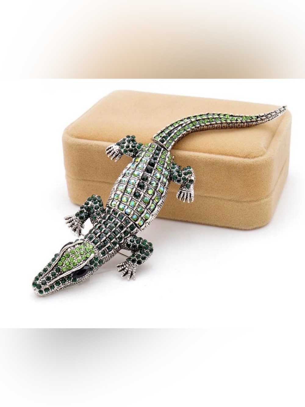 Alligator Brooch Green Crystal Alligator Brooch Pin